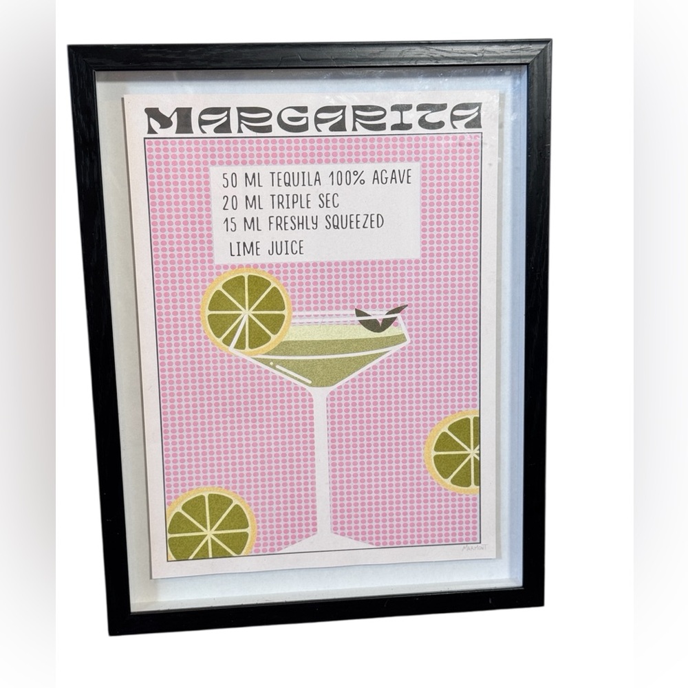 Marmot Margarita Recipe Retro Print Framed Art Decor MCM Wall Hanging Bar